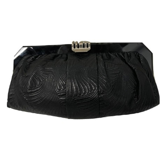 Marni - Black Embossed Leather Clutch - Picture 1 of 3